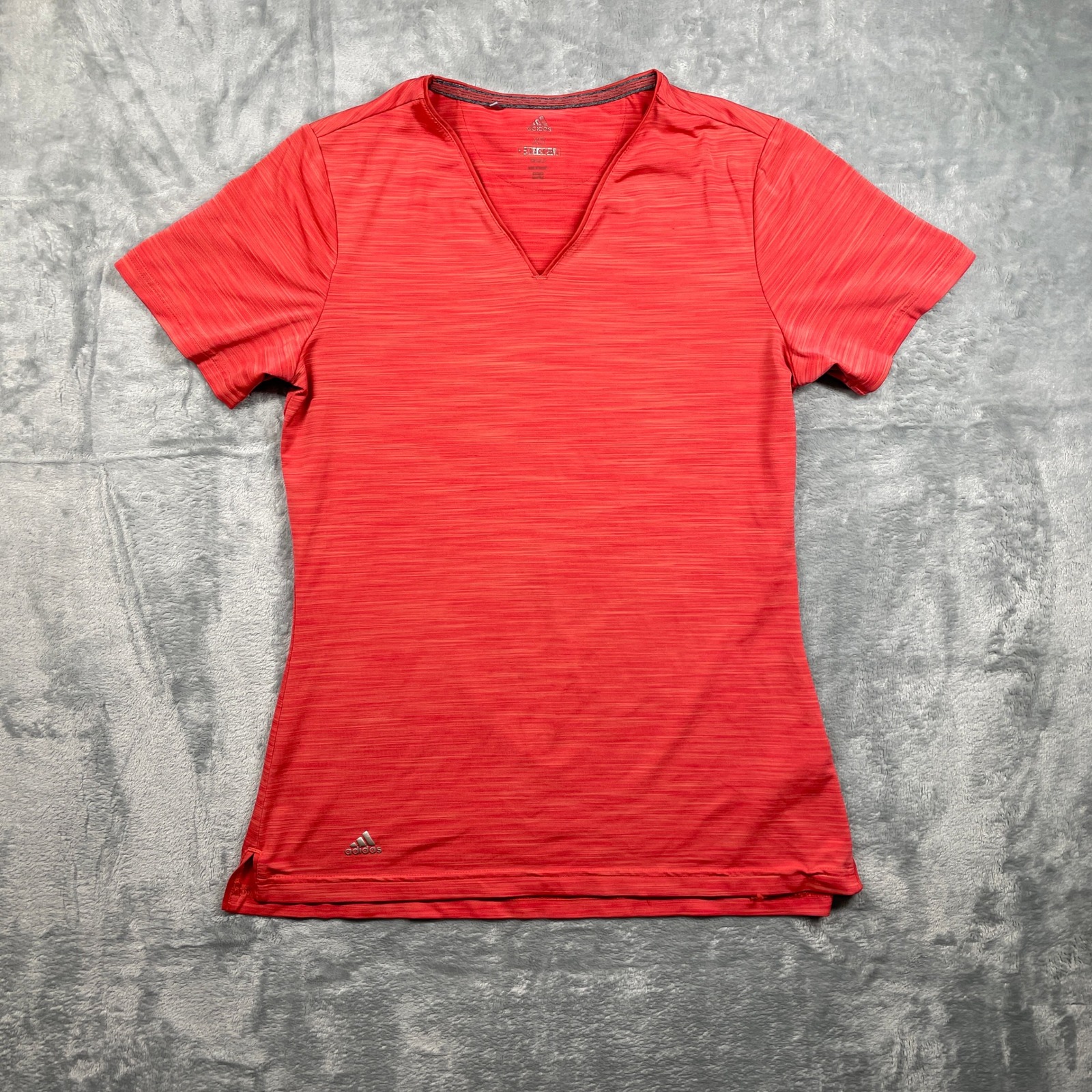 Adidas Women Golf Shirt Coral V Neck Climalite Short Sleeve Athletic Top Xs